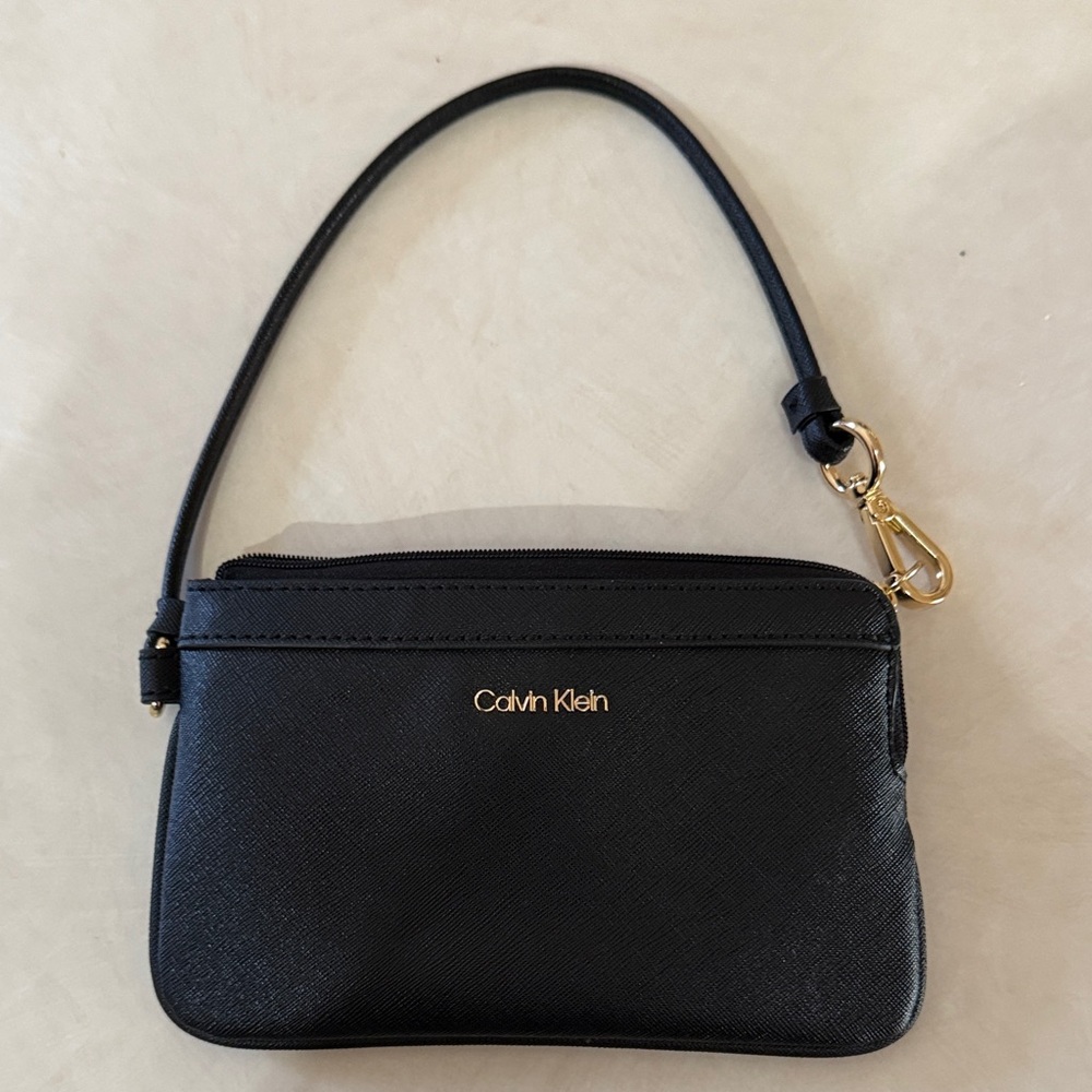 Calvin Klein Black Wristlet with Gold Accents